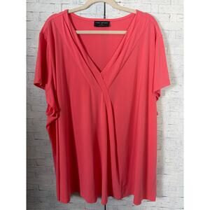 Lane Bryant women’s blouse V-neck front plate short sleeve feminine plus size